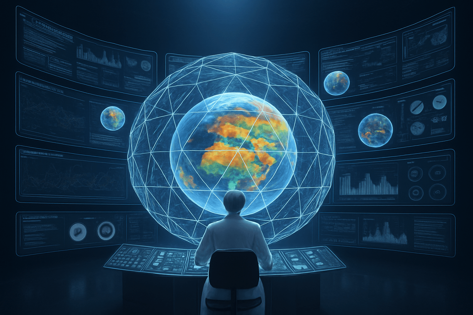 Simulation focus visual of planetary atmosphere modeling